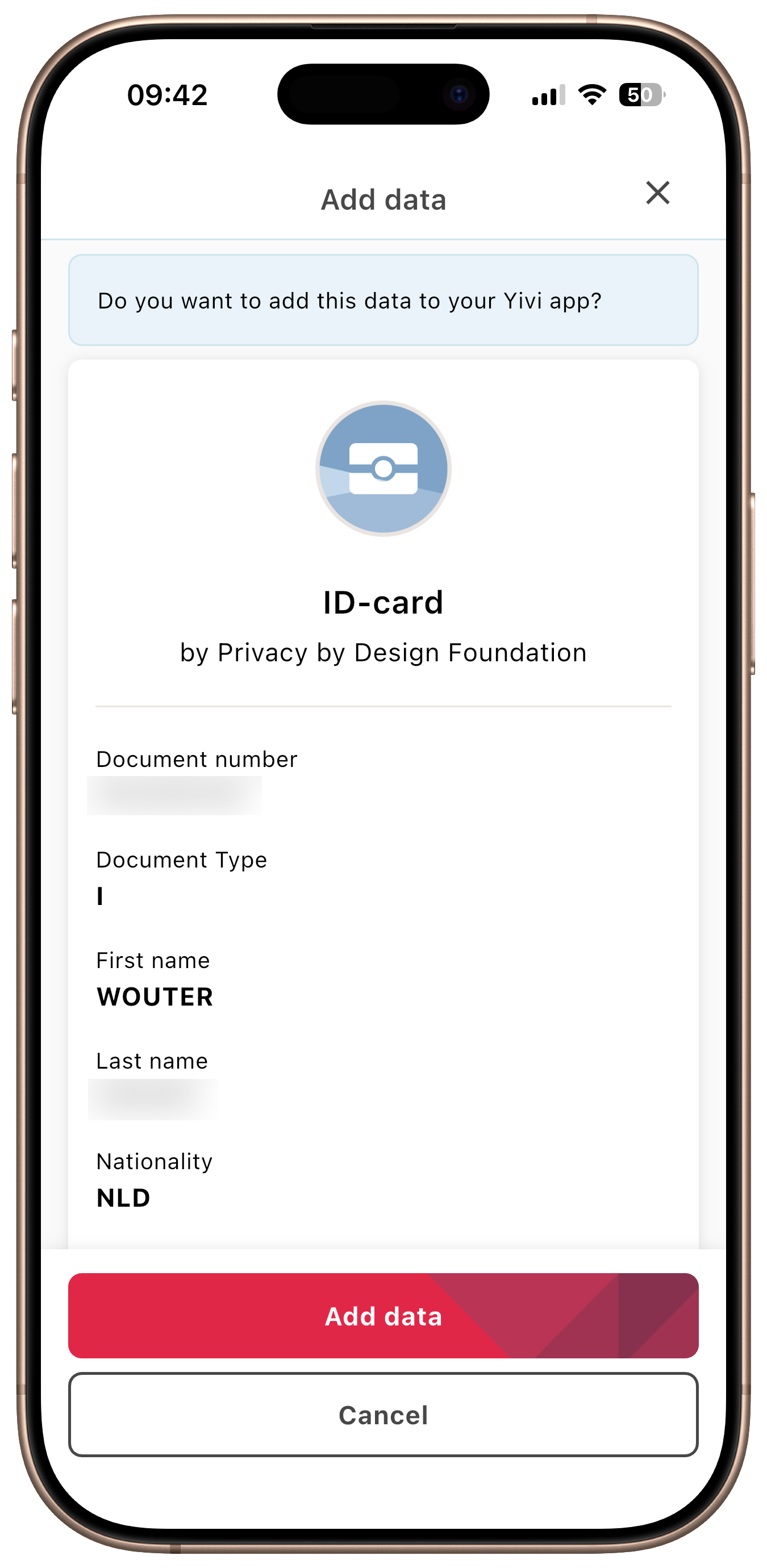 Yivi app - Add ID credential