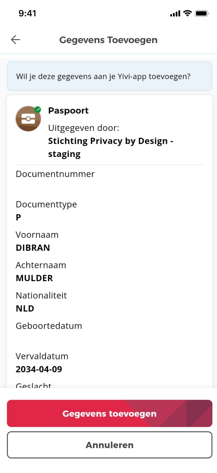 Yivi app UX design for presentation sharing